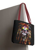 Rasta Lion Eco Tote Bag Vibrant Reggae Inspired Artistic Lion with Headphones Jamaican Island Style Bold Art Print Durable Cotton Canvas Bag for Music Lovers Travel or Daily Use by KLASSORO