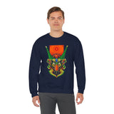Cell Samurai Unisex Heavy Blend Crewneck Sweatshirt Futuristic Japanese Warrior Art Neon Cyberpunk Streetwear Anime Inspired Comfortable Warm Pullover For Tattoo Artists Festivals And Bold Fashion...