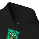 The Watcher Owl All Seeing Wisdom Unisex Heavy Blend Hoodie Neon Mystic Streetwear Futuristic Owl Symbol Glow Design For Creators Visionaries Spiritual Thinkers And Night Owls