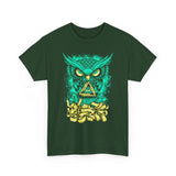The Watcher Owl All Seeing Wisdom Unisex Heavy Cotton Tee Futuristic Mystic Streetwear T Shirt With Geometric Owl Symbol Neon Glow Artistic Design For Thinkers Visionaries And Night Owls