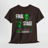 Final Stage Unisex Heavy Cotton Tee Graphic Black T Shirt Skull Neon Green Streetwear Futuristic Cyberpunk Bold Artistic Fashion Outfit