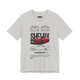 Red High Performance Muscle Coupe Blueprint Unisex Heavy Cotton Tee Retro Car Art Streetwear Gift for Gearheads Daily Wear Car Lovers Apparel