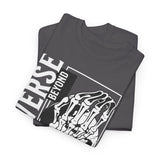 Universe Beyond The Cosmos Unisex Heavy Cotton Tee Graphic Black T Shirt Skeleton Hand Space Infinity Streetwear Futuristic Sci Fi Artistic Fashion Outfit