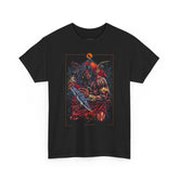 Guerrero Warrior Unisex Heavy Cotton Tee Tribal Strength Mythical Art Design Bold Red Battle Graphic Streetwear for Fighters, Heroes, and Cultural Legends