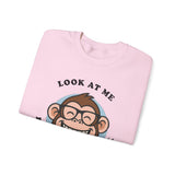 Smiling Monkey Cartoon Good Luck Unisex Sweatshirt Funny Cute Graphic Pullover Positive Vibes Humor Design Cozy Warm Casual Wear Gift For Friends Family
