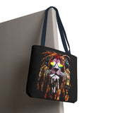 Rasta Lion Eco Tote Bag Vibrant Reggae Inspired Artistic Lion with Headphones Jamaican Island Style Bold Art Print Durable Cotton Canvas Bag for Music Lovers Travel or Daily Use by KLASSORO
