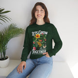 Lets Grow Together Floral Graphic Comfortable Unisex Crewneck Sweatshirt Motivational Streetwear Bold Botanical Empowerment Design Perfect Gift for Couples Friends Birthdays Cozy Days and Everyday Casual Wear