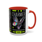 The Charmer Butterfly Accent Coffee Mug 11oz 15oz Black Two Tone Ceramic Cup Aesthetic Iridescent Butterfly Design Gift for Coffee Lovers