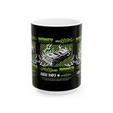 Money Power Ceramic Mug Dollar Stack Neon Green Graphic Hustle Mindset Streetwear Motivational Coffee Tea Cup