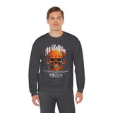 Wildfire Skull Flames Unisex Heavy Blend Crewneck Sweatshirt Gothic Inferno Graphic Bold Streetwear Motivational Statement Pullover