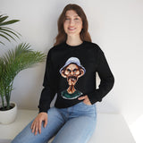 Grumpy Street Legend Sweatshirt Bold Unisex Crewneck Funny Caricature Graphic Design Cozy Retro Urban Style Perfect Gift for Streetwear Fans, Artists, and Humor Lovers