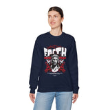 Faith Over Fear Jesus Crown Of Thorns Unisex Heavy Blend Crewneck Sweatshirt Christian Graphic Bold Religious Streetwear Motivational Bible Verse Pullover