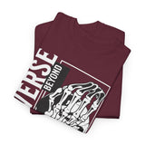 Universe Beyond The Cosmos Unisex Heavy Cotton Tee Graphic Black T Shirt Skeleton Hand Space Infinity Streetwear Futuristic Sci Fi Artistic Fashion Outfit