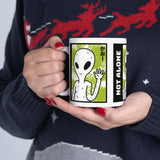 Unisex Not Alone Alien Ceramic Coffee Mug UFO Cartoon Graphic Cup Extraterrestrial Sci Fi Space Themed Conspiracy Inspired Paranormal Gift Drinkware
