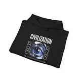 Civilization Eye Of Memory Graphic Unisex Heavy Blend Hooded Sweatshirt Futuristic Visionary Streetwear Abstract Blue Eye Gothic Hoodie