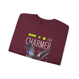 The Charmer Unisex Heavy Blend Crewneck Sweatshirt Futuristic Butterfly Neon Cyber Aesthetic Graphic Pullover Streetwear Fashion