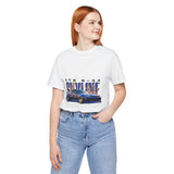 Blue Flame Street Racing Car Graphic Unisex Heavy Cotton Tee Bold Drift Style Automotive Streetwear Shirt
