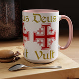 Deus Vult Accent Coffee Mug 11oz 15oz Red Cross Knight Crusader Ceramic Cup Bold Medieval Design Christian Symbol Faith Inspired Coffee Tea Gift Drinkware
