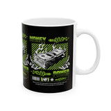 Money Power Ceramic Mug Dollar Stack Neon Green Graphic Hustle Mindset Streetwear Motivational Coffee Tea Cup