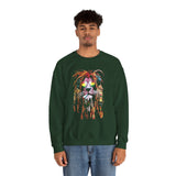 Rasta Lion Unisex Heavy Blend Crewneck Sweatshirt Reggae Inspired Bold Artistic Lion Headphones Design Jamaican Streetwear Symbol of Strength Rhythm and Chill Freedom by KLASSORO