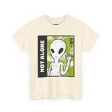 Unisex Not Alone Alien T Shirt Cartoon UFO Graphic Tee Extraterrestrial Sci Fi Space Themed Paranormal Conspiracy Inspired Streetwear Top