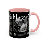 Blessed Angel Statue Graphic Accent Coffee Mug 11oz 15oz Gothic Streetwear Aesthetic Spiritual Artistic Ceramic Drinkware