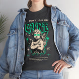 I Don’t Care True Freedom Angel Unisex Heavy Cotton Tee Gothic Cherub Graphic Bold Motivational Streetwear Aesthetic Statement T Shirt