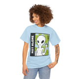 Unisex Not Alone Alien T Shirt Cartoon UFO Graphic Tee Extraterrestrial Sci Fi Space Themed Paranormal Conspiracy Inspired Streetwear Top