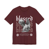Blessed Angel Statue Graphic Unisex Jersey Short Sleeve Tee Gothic Streetwear Aesthetic Spiritual Bold Artistic Fashion T Shirt