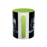 Space Galaxy Accent Coffee Mug 11oz 15oz Astronaut Spacecraft Earth Black Two Tone Ceramic Cup Gift for Space Lovers