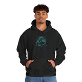 Prehistoric Thunder Heavy Blend™ Unisex Hoodie Neon Raptor Storm Glow Design Bold Electric Blue Streetwear For Adventurers Dreamers And Retro Lovers