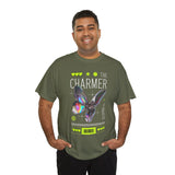 The Charmer Unisex Heavy Cotton Tee Futuristic Butterfly Graphic Streetwear Neon Cyber Aesthetic Artistic Fashion Statement T Shirt