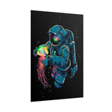 Galactic Dream Astronaut Neon Art Matte Vertical Poster Futuristic Space Wall Art Vibrant Cosmic Print Premium Home Decor for Sci Fi Lovers Creative Studios and Modern Interiors