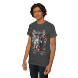 Money Bright Unisex Heavy Cotton Tee Angel Statue Graphic Gothic Streetwear Red Neon Aesthetic Artistic Fashion Statement T Shirt