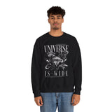 Universe Is Wide Unisex Heavy Blend Crewneck Sweatshirt Cosmic Galaxy Butterfly Space Aesthetic Graphic Pullover