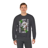 Collage Art Unisex Heavy Blend Crewneck Sweatshirt Graphic Pullover Black Abstract Modern Nature Inspired Futuristic Streetwear Creative Artistic Fashion Outfit