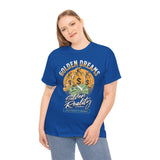 Golden Dreams Silver Reality Money Graphic Unisex Heavy Cotton Tee Bold Hustler Cash Bag Dollar Streetwear Motivational T Shirt