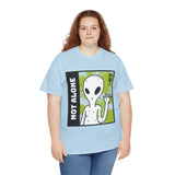 Unisex Not Alone Alien T Shirt Cartoon UFO Graphic Tee Extraterrestrial Sci Fi Space Themed Paranormal Conspiracy Inspired Streetwear Top