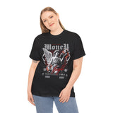 Money Bright Unisex Heavy Cotton Tee Angel Statue Graphic Gothic Streetwear Red Neon Aesthetic Artistic Fashion Statement T Shirt