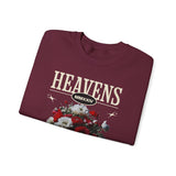 Heavens Hallucinations Crewneck Comfortable Unisex Heavy Blend Sweatshirt Artistic Streetwear Bold Floral Graphic Design for Self Expression Perfect Gift for Friends Birthdays Cozy Days