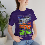 Street Racing Trio JDM Cars Graphic Unisex Heavy Cotton Tee for Drift Fans Performance Lovers and Streetwear Enthusiasts