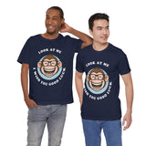 Smiling Monkey Cartoon Good Luck Design Unisex Heavy Cotton Tee Funny Cute Graphic Shirt Positive Vibes Humor Artwork Casual Wear Gift For Friends