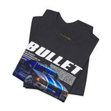 Bullet Blue Street Racing Artwork Unisex Heavy Cotton Tee High Performance Inspired Graphic Shirt For Car Lovers And Urban Streetwear Fans