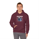 Civilization Eye Of Memory Graphic Unisex Heavy Blend Hooded Sweatshirt Futuristic Visionary Streetwear Abstract Blue Eye Gothic Hoodie