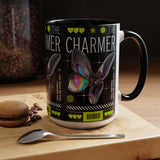 The Charmer Butterfly Accent Coffee Mug 11oz 15oz Black Two Tone Ceramic Cup Aesthetic Iridescent Butterfly Design Gift for Coffee Lovers