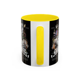 Sadness Statue Accent Coffee Mug 11oz 15oz Two Tone Ceramic Gothic Art Cup with Butterfly and Flame Design