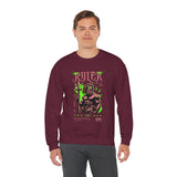 Ruler of the Sea Poseidon Unisex Heavy Blend Crewneck Sweatshirt Greek Mythology Statue Graphic Gothic Streetwear Bold Artistic Pullover