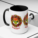 Kathakali Accent Coffee Mug 11oz 15oz Kerala India Classical Dance Art Face Ceramic Cup Cultural Heritage South Indian Folk Design Traditional Festival Gift