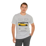 Yellow High Performance Sports Coupe Blueprint Art Unisex Heavy Cotton Tee Premium Streetwear For Car Enthusiasts Gearheads And Collectors