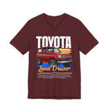 Toyota Land Cruiser Classic Off Road SUV Inspired Illustrated 4x4 Adventure Graphic T Shirt Vintage Overland Utility Vehicle Automotive Streetwear Rugged Travel Lifestyle Gift For SUV Enthusiasts